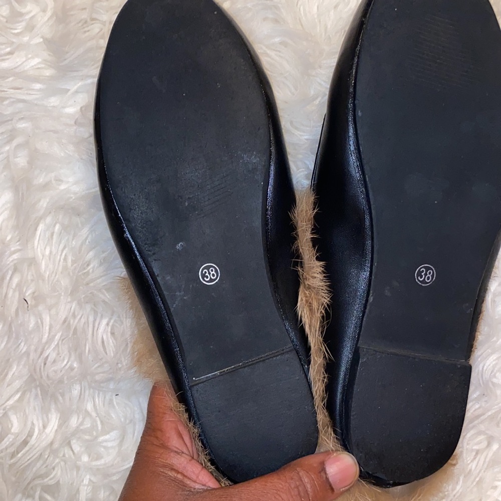 PRINCETOWN STYLE GENUINEleather floral fur line slipper - Picture 4 of 4